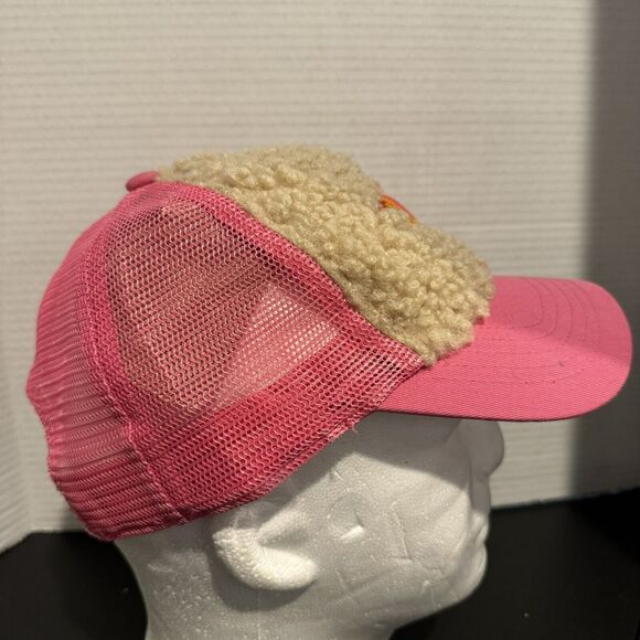 Wild Fable Flaming Heart Sherpa Hat Cap Snapback Adjustable Mesh Back Pink - Picture 2 of 7